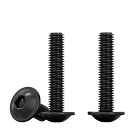 Drenky M8 Rounded Head Screw with Hexagon Socket, M8 x 30 mm Flat Head Screws with Flange Stainless Steel A2 V2A Machine Screws Full Thread Hexagon Socket Screws, Black, Pack of 10