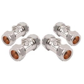 SK INFINITY | 15mm Isolation Valves WRAS Approved | Compression Fitting Stopcock Valve Street Pair (Pack of 4)