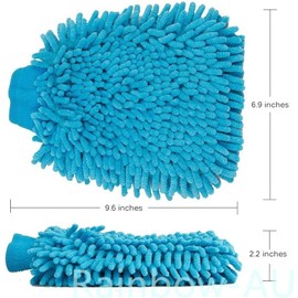 2 Pack Premium Car Wash Glove Microfibre | Scratch-Free Car Wash Mitt | Double Sided Glove for Car Cleaning Microfiber Car Wash Mitt, Blue & Yellow (Random Color)