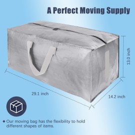 HOMESURE 12 Pack Large Strong Moving Bags with Zippers & Carrying Handles - Water-Resistant - Heavy Duty Storage Tote for Space Saving Moving Storage, Fold Flat, Alternative to Moving Box (Silver)