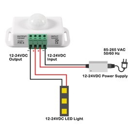 2 Pack DC 12V 24V PIR Sensor LED Motion Sensor Switch, MELIFE Infrared Sensor Controller for Timer Function Automatic Sign Control PIR Controller LED Light Strips - White