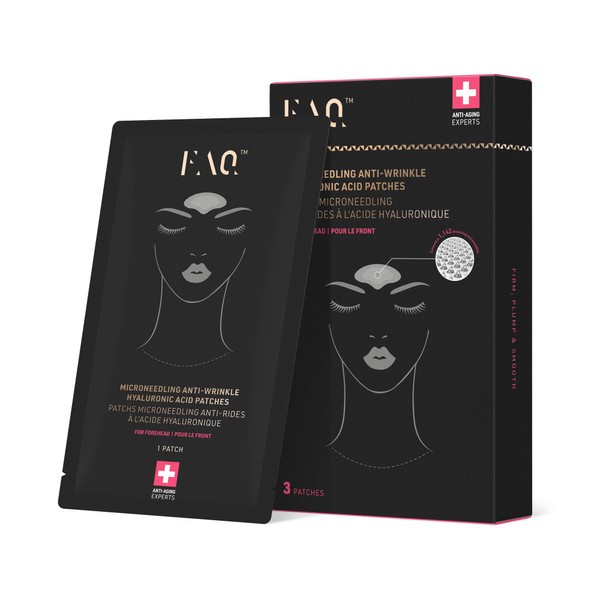 FAQ Microneedling Anti Wrinkle Plasters with Hyaluronic Acid for Forehead - Smooth Forehead Wrinkles - Instant Non-Invasive Rejuvenating Results - Perfect for on the Go - Pack of 3