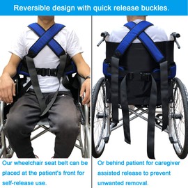 Wheelchair Seat Belt Torso Support Vest for Patient, Elderly & Disabled, Adjustable Full Body Harness Prevent Tilting or Falling & Keep User Upright, Chest Waist Band with Easy Release Buckles