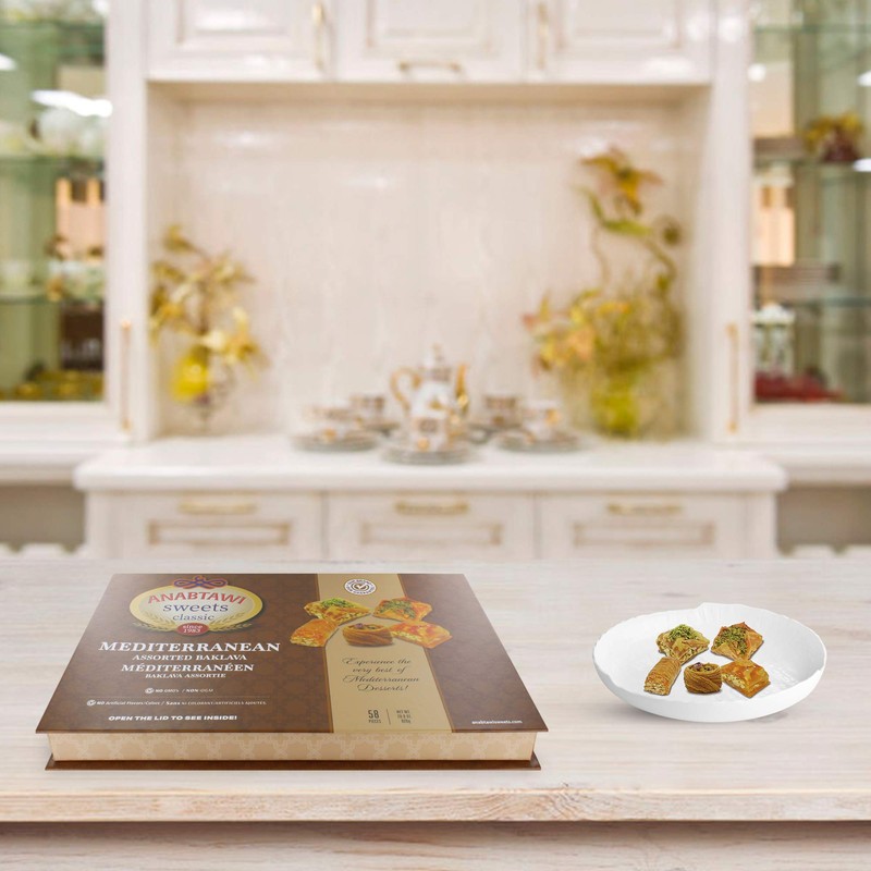 Anabtawi Middle Eastern Sweets - 70-Piece Assorted Baklava, Pistachio and