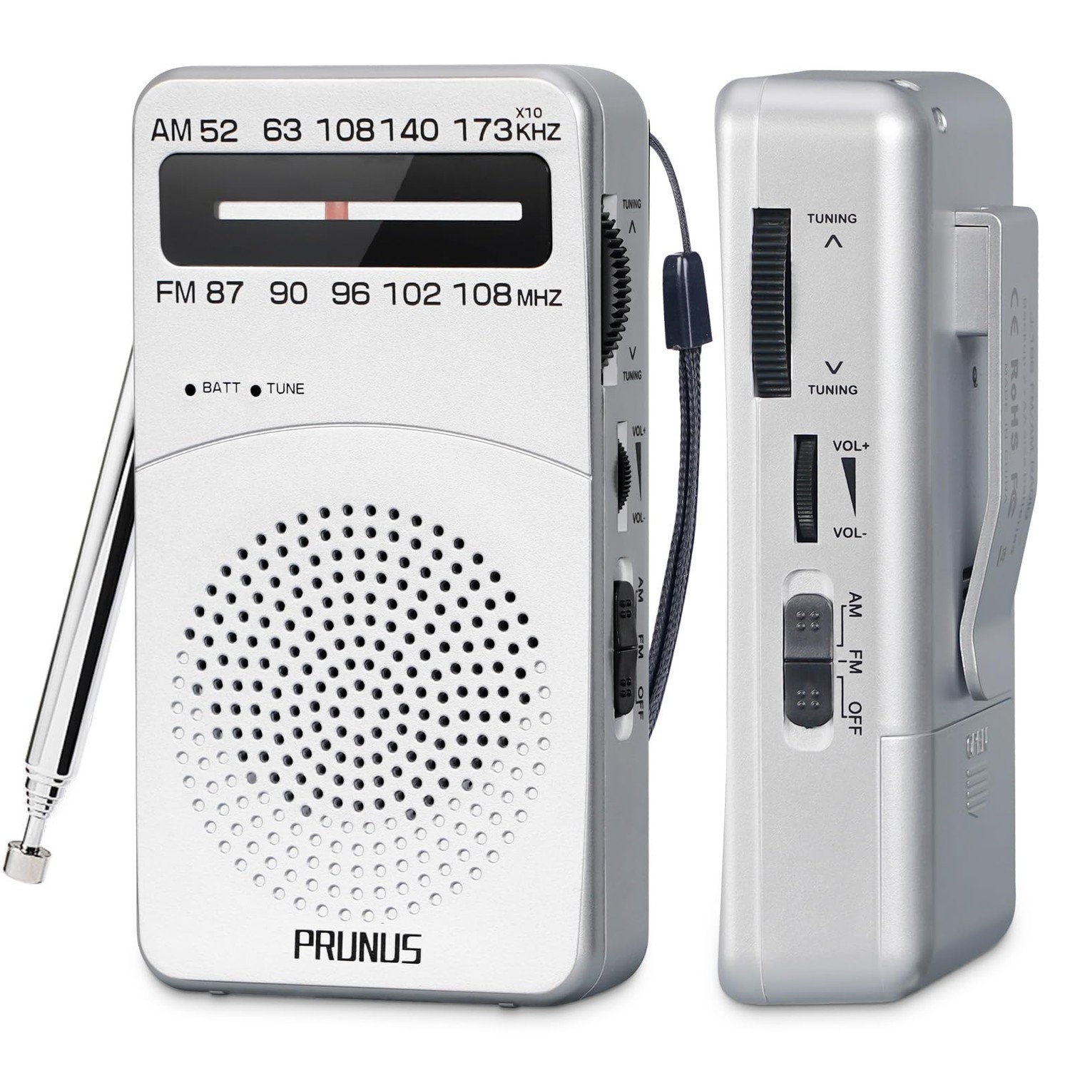 PRUNUS J-166 Portable Radio AM FM, Battery Operated Radio with Tuning ...