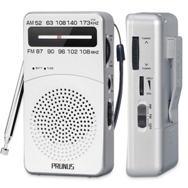 PRUNUS J-166 Portable Radio AM FM, Battery Operated Radio with Tuning Light, Back Clip, Excellent Reception for Indoor & Outdoor & Emergency Radio, AM FM Radio Portable, Transistor Radio