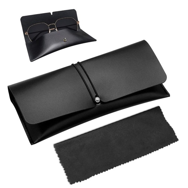 sjjjs Portable Leather Glasses Case with Microfiber Lining Soft Glasses