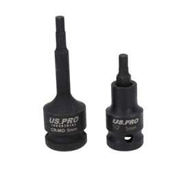 M5 5mm Short (53mm) + Long (78mm) Impacted Hex Allen key Sockets 1/2" Drive