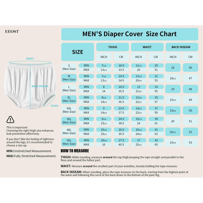 EEOST Adult Diaper Cover for Incontinence Noiseless Leak-Protection Underwear Plastic