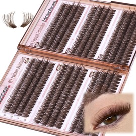 Mavphnee Brown Lash Extensions D Curl Eyelash Extensions 480Pcs Volume Lash Clusters Dark Brown Cluster Eyelash Extensions Wispy Clusters Individual Lashes Fluffy Cluster Lashes (60D 80D 100D Mixed, 10-16MM)