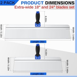 MorningRo 2 Pcs 18" and 24" Stainless Steel Drywall Taping Knife Set Drywall Skimming Blade with Soft Grip Handle for Dry Wall Paint Scraper, Putty Knife, Taping Tools