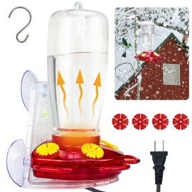 DOUBFIVSY 2 in 1 Heated Hummingbird Feeders for Outdoors, 19℃/66℉ Constant Temperature Window Hummingbird Feeder with Hooks & Suction Cups Anti Freezing Hummingbird Feeders for Winter, Garden