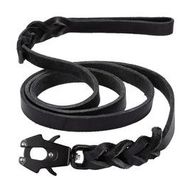 GEIT 4/5/6FT Leather Dog Leash, Heavy Duty Dog Training Leashes, Genuine Leather Braided Leash with Quick Release/Locking Tactical Frog Clip for Medium and Large Dogs