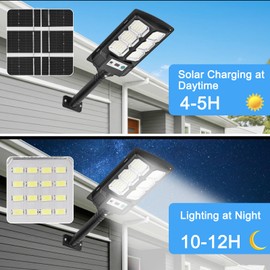 ZZENRYSAM Solar Street Lights Outdoor, Dusk to Dawn Solar Powered Light with Motion Sensor, Waterproof Security Lamp with Remote Control for Yard Patio Garage (Type A, 1 Pack)