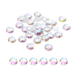 MECCANIXITY Flat Back Round Acrylic Rhinestones,10mm Starry Sky Flatback Crystal Rhinestones for Crafts Clothes Shoes DIY Decoration Gifts 100Pcs