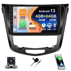 [4+64G] Android 13 Car Stereo for Nissan Rogue X-Trail Qashqai 2014-2018 with Wireless Carplay&Android Auto,10.1 Inch Car Radio with Mirror Link Bluetooth FM/RDS WiFi GPS EQ DSP SWC+AHD Backup Camera