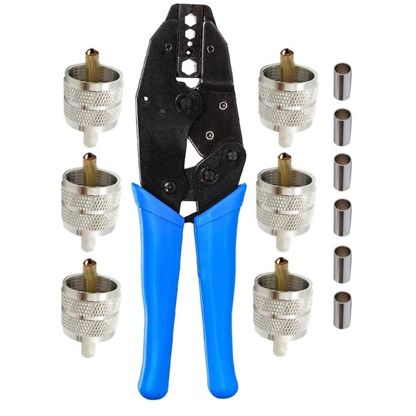 Coax Cable Crimper with 5pcs UHF Male PL259 Crimp on