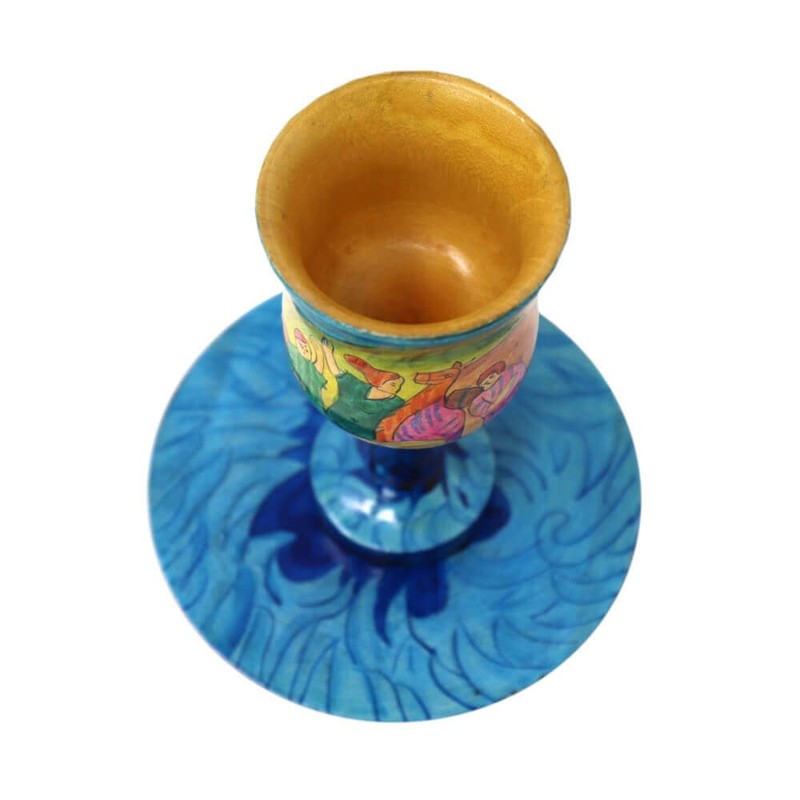 Yair Emanuel Wooden Miriam's Kiddush Cup and Plate Set (CU-5)