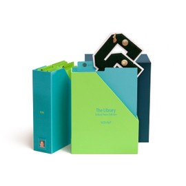 Savor | Deluxe School Years Keepsake Box | Fabric Bound Acid-Free Childhood Memory Book Organizer with Labels for Birthday, Graduation, Mitzvah, Mother’s Day, & Baby Shower (Ocean, Standard Style)