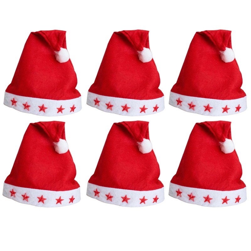 Annastore 6 x Christmas Hat with Flashing Stars Santa Hat