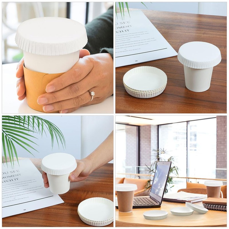 NOLITOY 150pcs Disposable Paper Cup Cover, 3.14 inches Recycled Drinking