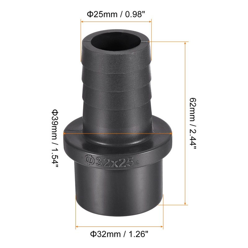 sourcing map PVC Pipe Fitting 25mm Barbed x 32mm OD