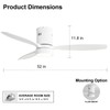 Sofucor 52 Inch Low Profile Ceiling Fan with Lights Remote