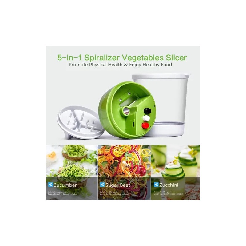 Cortador Verduras Espiral 5 En 1 Rallador Ajustable