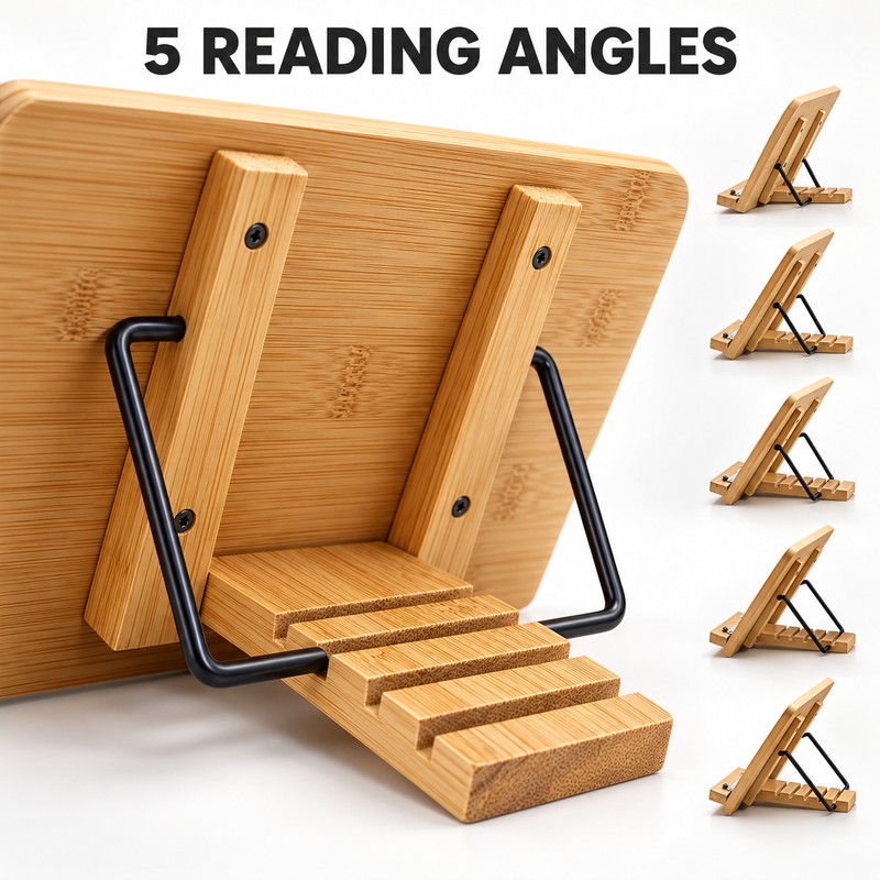 28 x 20 cm Adjustable Bamboo Book Stand with Page