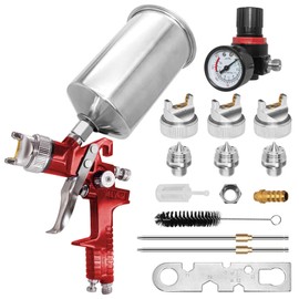 Professional Hvlp Spray Gun Kit: Hvlp Gravity Feed Air Spray Gun with 1.4mm 1.7mm 2.0mm Nozzles, Spray Paint Gun with 1000cc Aluminum Cup & Gauge for Auto Paint, Primer, Clear/Top Coat & Touch-Up