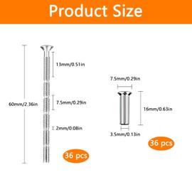 HOMEJOY 36 Pcs M4 Door Handle Screws Handle Fixing Screws and Sleeves Male to Female Connecting Bolts Adjustable Length Screw for Roses Knobs Door Handles Escutcheons