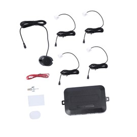 Gatuida 4-Sensor Car Reverse Parking Kit Rear Sensor Sound Alert White Professional Auto Parking System