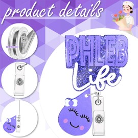 SEEVOR Phlebotomist Badge Buddy with Phlebotomy Badge Reel Retractable Nursing ID Clip for Nurses Students (Purple)