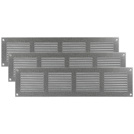 Vent Systems 16'' x 4'' Inch (Overall Dimensions) Pack of 3 - Galvanized - Air Vent Cover Metal Air Return Grill - Built in Pest Guard Screen HVAC Vent Duct Cover for Home Improvement