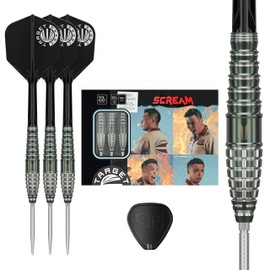 Target Japan Prime Series Scream G1 90% Tungsten K-Flex Swiss Point Steel Tip Darts Set, 22G | Akito Yamagata KFlex Dart Flight, Swiss Nano Points, Steel Dart Tips with K Flex Integrated Shafts