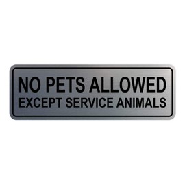 Cartel estándar No Pets Llowed Except Service Animals - Plata - Grande