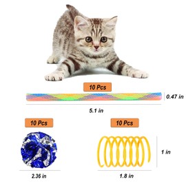AIMICOCA Pack of 30 Cat Toy Set, Colourful Cat Toy Balls 6 cm, Colourful Cat Feather Toy and Cat Tube Toy, Interactive Cat Toy for Cats, Kittens, Pets