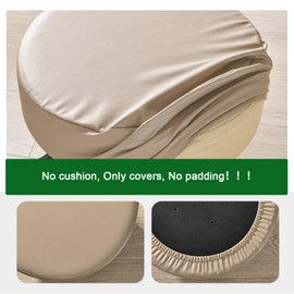 FUANGUI Stool Covers Round Set of 4, Waterproof PU Bar Stool Seat Covers with Elastic Bands,Bar Stool Chair Covers Washable Stool Cushion Slipcover for 12-15 Inch - Khaki
