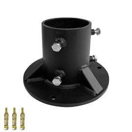 3"Base Flange,Chain Link Fence Pole Floor Flange, Heavy Solid Fence Post Concrete Mount for Holding The Fence/Mailbox/Flag Round Posts, Bolts/Side Screws are Included