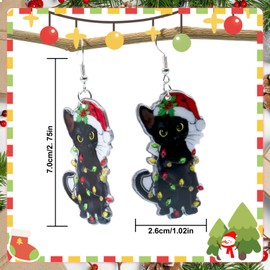 Artlunar Christmas Earrings, Christmas Accessories For Women - Holiday Drop Earrings - Jingle Bell/Black Cat/Christmas Sock