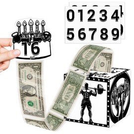 DIY Weightlifting Surprise Pull Out Money Box with Stickers and 35 Pieces Transparent Bag, Funny Sports Birthday Money Box for Cash Gift, Suitable for Women Men Birthday Party Surprise Gifts