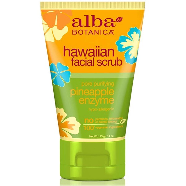 Alba Botanica Hawaiian Facial Scrub, Pore Purifying Pineapple Enzyme 4 oz (Pack of 5)5