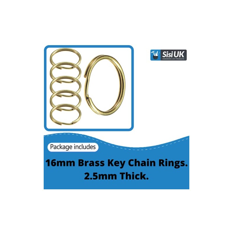 Split Key Rings Brass 16mm Round Flat Key Chains Key