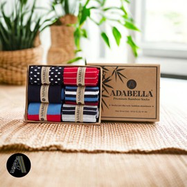 Adabella Mens Premium Rayon Bamboo Dress Socks 6 Pairs Soft Thin Breathable Lightweight Seamless Moisture Wicking Odor Free (Rayon, Shades of Red)