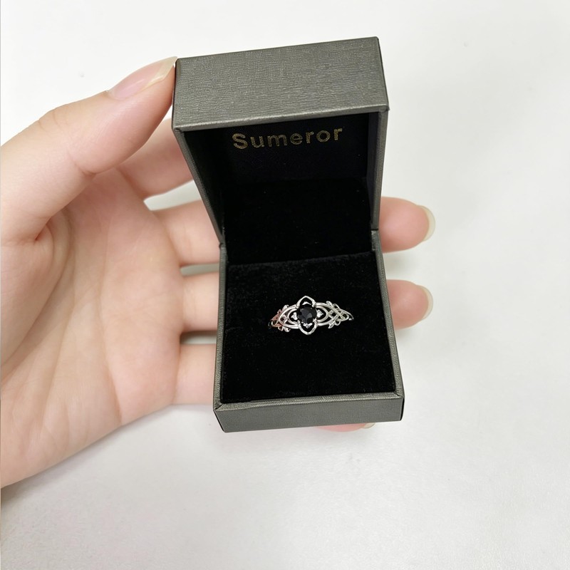 925 Sterling Silver Platinum Plated Celtic Knot Ring for Adult