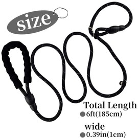 Slip Knot Leashes for Dog Training, 6 FT Black Comfortable Handle Dog Slip Leash for Control Dogs Lead Adjustable Slip Lead for Small Medium Large Dogs