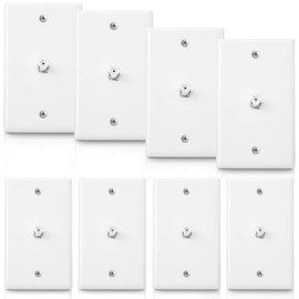 1-Port TV Cable Wall Jack F Connector Coax Video Jack Single Gang Wall Plates (White, 8 Pcs)
