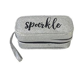 Sparkle Travel Jewelry Case, Silver Glitter