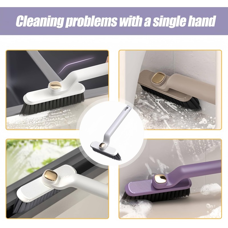Multi-Function Rotating Crevice Cleaning Brush for Bathroom, Hard Bristle Crevice