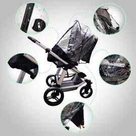 Ecolly Universal Rain Cover for Sports Cars & Buggies with Large Viewing Window & Zip, Stable Protection Against Rain & Wind, Easy Assembly (Black, Transparent (Pack of 1)